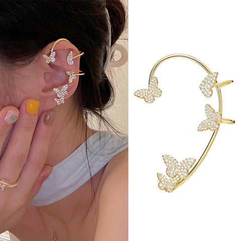 Trendy No Piercing Crystal Rhinestone Ear Cuff Earrings for Women