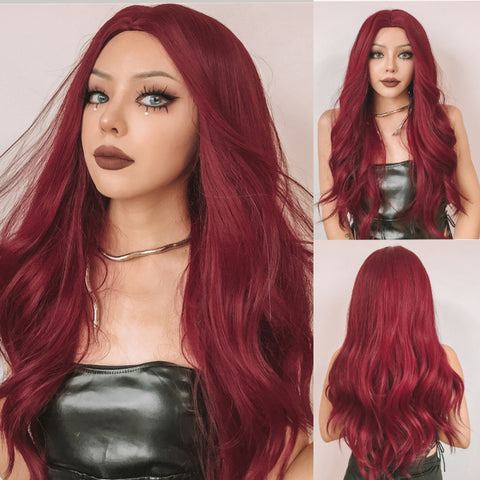 Synthetic Ombre Blonde Brown Long Wigs Middle Part Hair