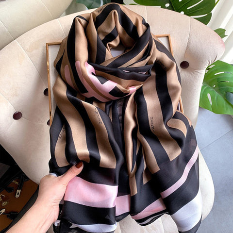 Women Silk Winter Scarf Luxury Design Print Lady Beach Shawl Scarves