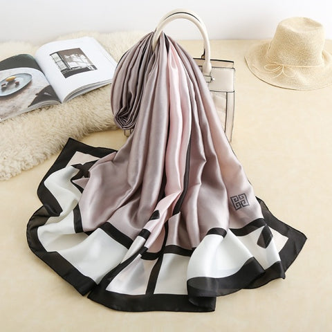 Women Silk Winter Scarf Luxury Design Print Lady Beach Shawl Scarves
