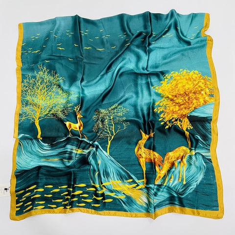 Women Silk Winter Scarf Luxury Design Print Lady Beach Shawl Scarves