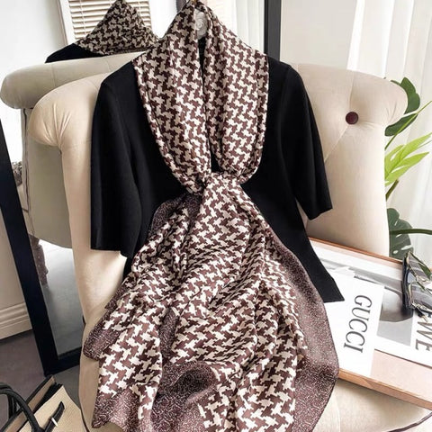 Women Silk Winter Scarf Luxury Design Print Lady Beach Shawl Scarves