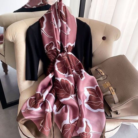 Women Silk Winter Scarf Luxury Design Print Lady Beach Shawl Scarves