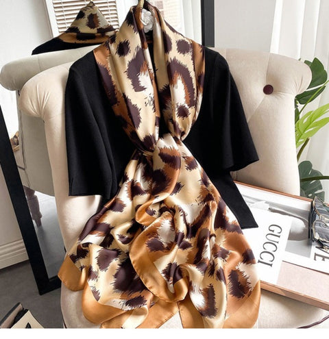Women Silk Winter Scarf Luxury Design Print Lady Beach Shawl Scarves