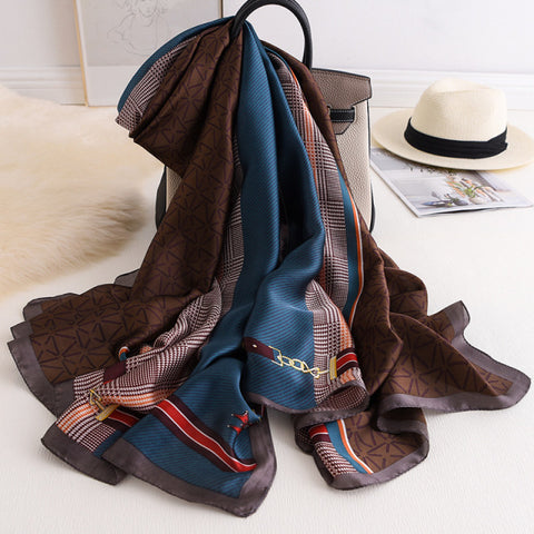 Women Silk Winter Scarf Luxury Design Print Lady Beach Shawl Scarves