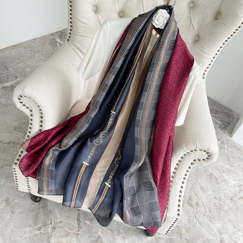 Women Silk Winter Scarf Luxury Design Print Lady Beach Shawl Scarves