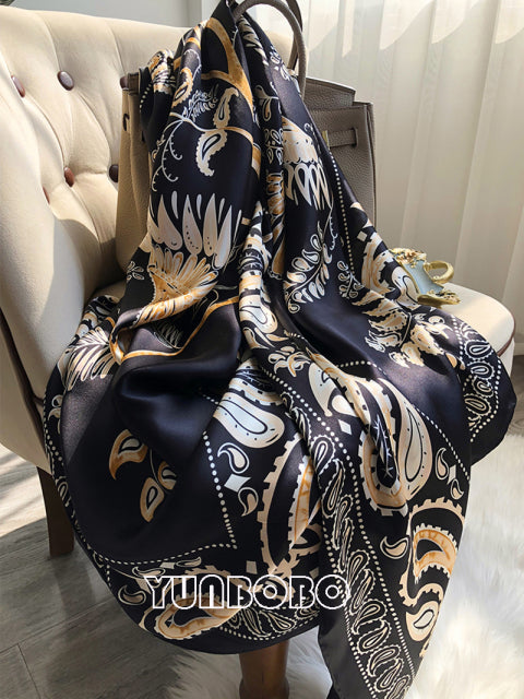 Women Silk Winter Scarf Luxury Design Print Lady Beach Shawl Scarves