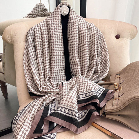 Women Silk Winter Scarf Luxury Design Print Lady Beach Shawl Scarves