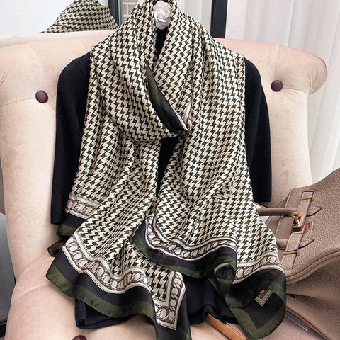 Women Silk Winter Scarf Luxury Design Print Lady Beach Shawl Scarves