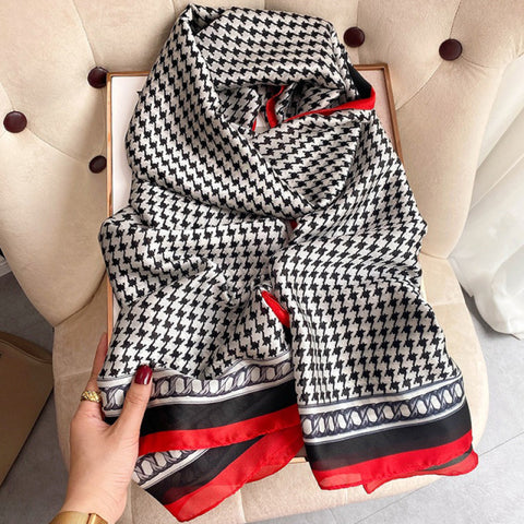 Women Silk Winter Scarf Luxury Design Print Lady Beach Shawl Scarves