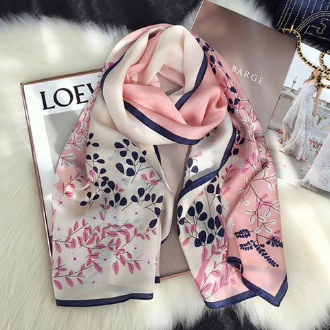 Women Silk Winter Scarf Luxury Design Print Lady Beach Shawl Scarves