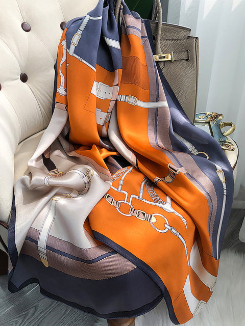 Women Silk Winter Scarf Luxury Design Print Lady Beach Shawl Scarves