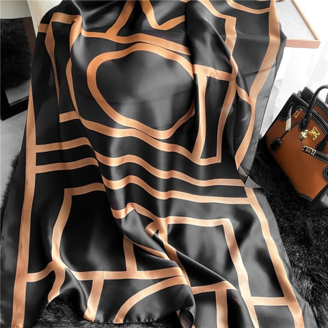 Women Silk Winter Scarf Luxury Design Print Lady Beach Shawl Scarves