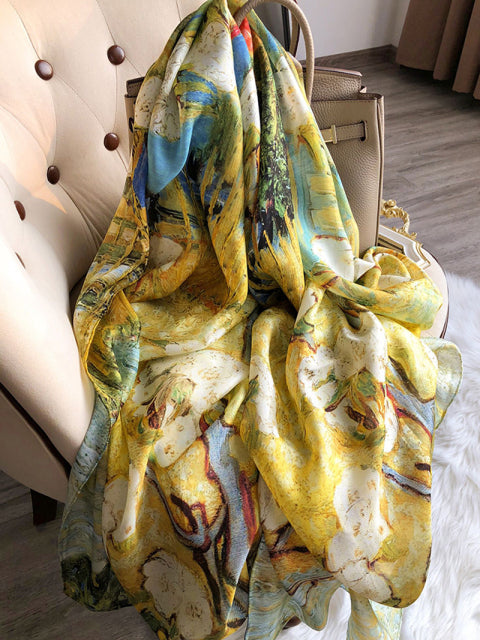 Women Silk Winter Scarf Luxury Design Print Lady Beach Shawl Scarves
