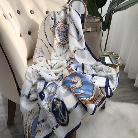 Women Silk Winter Scarf Luxury Design Print Lady Beach Shawl Scarves