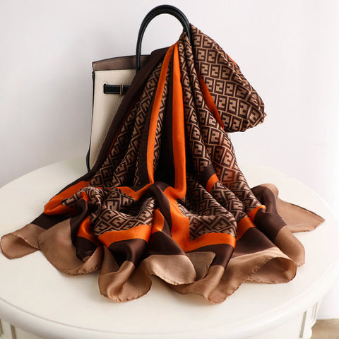 Women Silk Winter Scarf Luxury Design Print Lady Beach Shawl Scarves