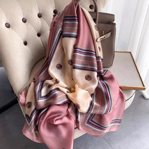 Women Silk Winter Scarf Luxury Design Print Lady Beach Shawl Scarves