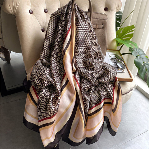 Women Silk Winter Scarf Luxury Design Print Lady Beach Shawl Scarves