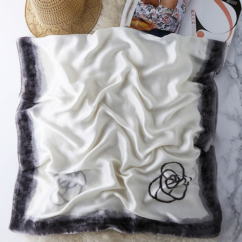 Women Silk Winter Scarf Luxury Design Print Lady Beach Shawl Scarves