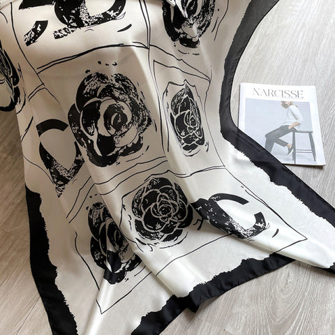 Women Silk Winter Scarf Luxury Design Print Lady Beach Shawl Scarves