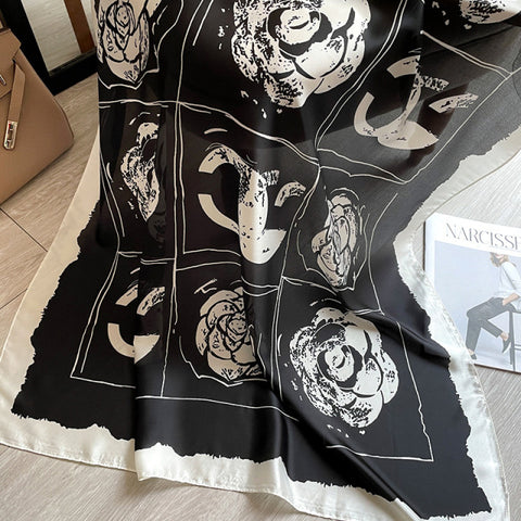 Women Silk Winter Scarf Luxury Design Print Lady Beach Shawl Scarves