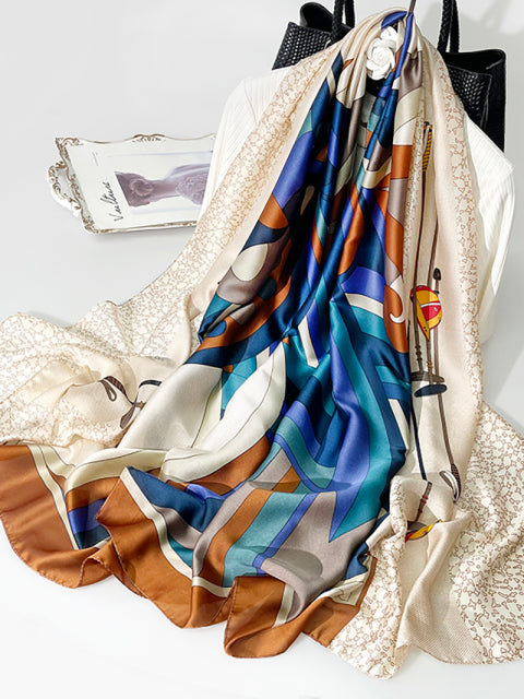 Women Silk Winter Scarf Luxury Design Print Lady Beach Shawl Scarves