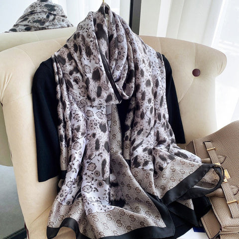 Women Silk Winter Scarf Luxury Design Print Lady Beach Shawl Scarves