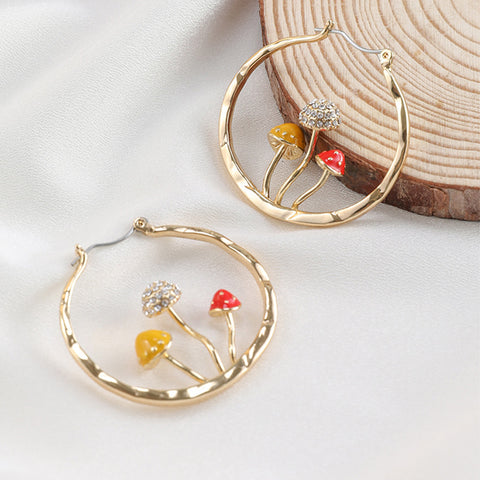 Makersland Unique Earring For Women Cute Mushroom Hoops