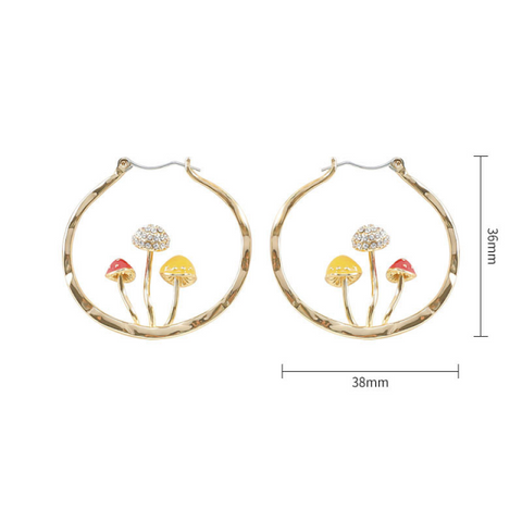 Makersland Unique Earring For Women Cute Mushroom Hoops