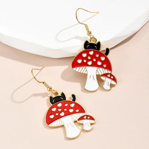 Makersland Unique Earring For Women Cute Mushroom Hoops