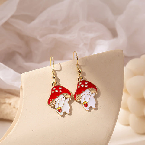 Makersland Unique Earring For Women Cute Mushroom Hoops