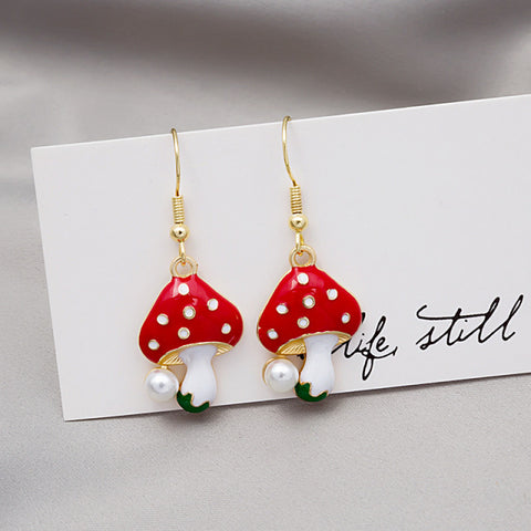 Makersland Unique Earring For Women Cute Mushroom Hoops