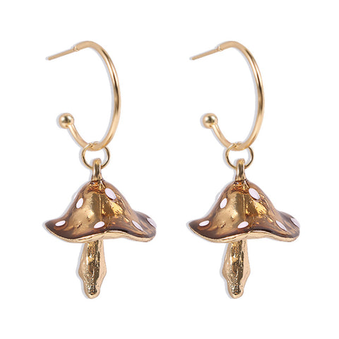 Makersland Unique Earring For Women Cute Mushroom Hoops