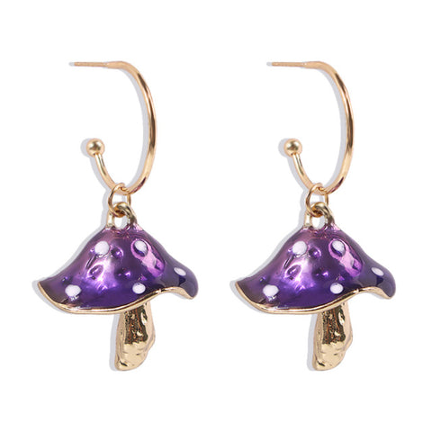 Makersland Unique Earring For Women Cute Mushroom Hoops