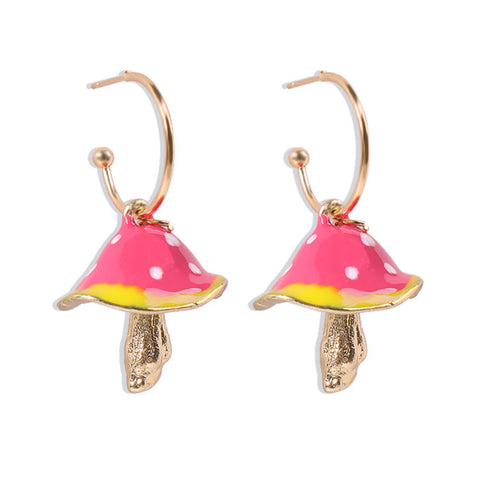 Makersland Unique Earring For Women Cute Mushroom Hoops
