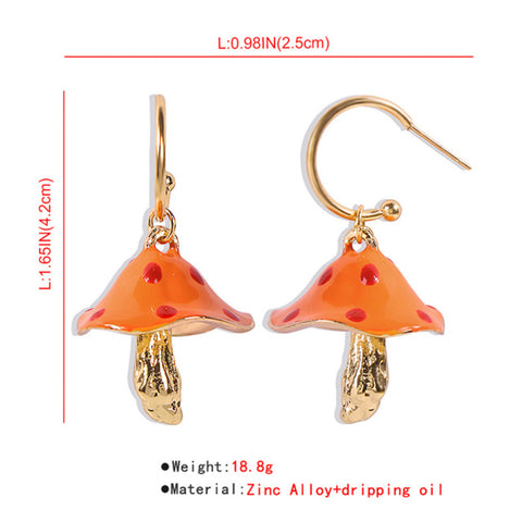 Makersland Unique Earring For Women Cute Mushroom Hoops