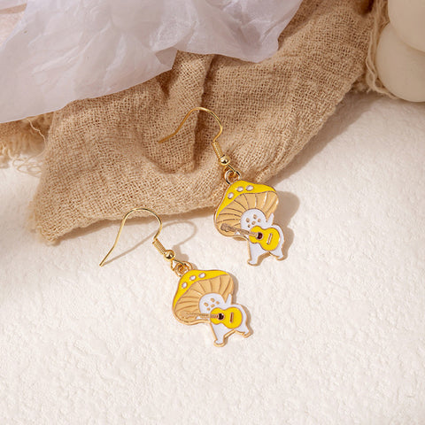 Makersland Unique Earring For Women Cute Mushroom Hoops