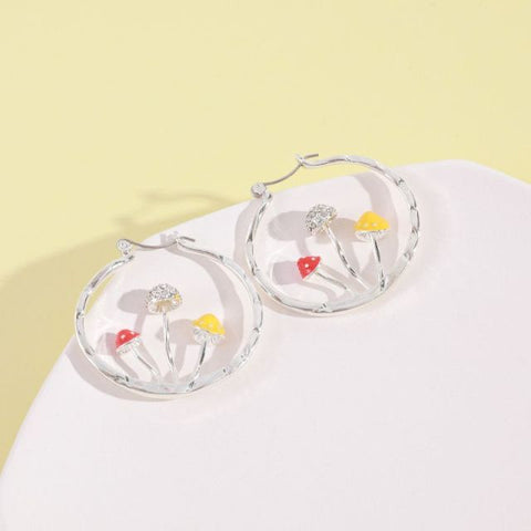 Makersland Unique Earring For Women Cute Mushroom Hoops