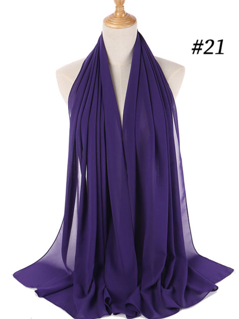 Women Solid Color Hijab Scarf Wrap Islamic Shawls Headband Muslim