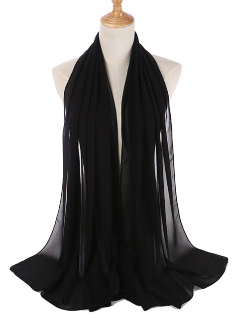 Women Solid Color Hijab Scarf Wrap Islamic Shawls Headband Muslim