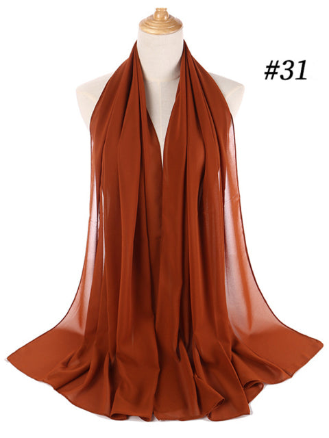 Women Solid Color Hijab Scarf Wrap Islamic Shawls Headband Muslim