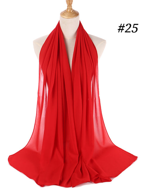 Women Solid Color Hijab Scarf Wrap Islamic Shawls Headband Muslim