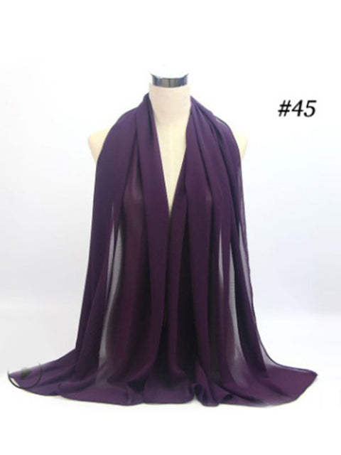 Women Solid Color Hijab Scarf Wrap Islamic Shawls Headband Muslim