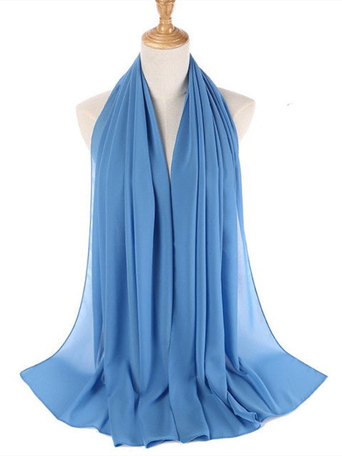 Muslim Bubble Chiffon Hijab Scarf Women Solid Color Soft Long Shawls