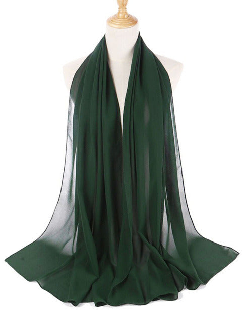 Muslim Bubble Chiffon Hijab Scarf Women Solid Color Soft Long Shawls