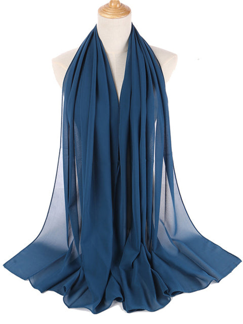 Muslim Bubble Chiffon Hijab Scarf Women Solid Color Soft Long Shawls