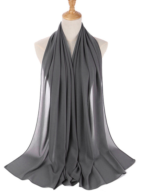 Muslim Bubble Chiffon Hijab Scarf Women Solid Color Soft Long Shawls