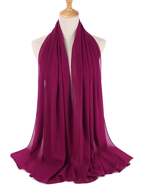 Muslim Bubble Chiffon Hijab Scarf Women Solid Color Soft Long Shawls