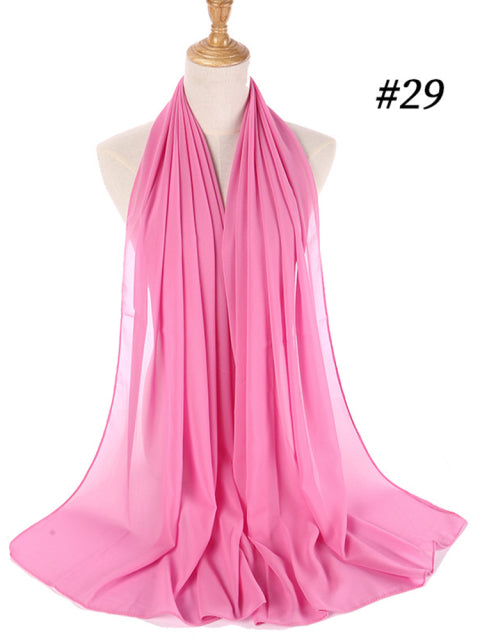 Muslim Bubble Chiffon Hijab Scarf Women Solid Color Soft Long Shawls