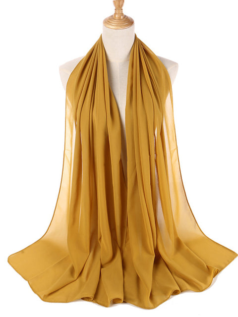 Muslim Bubble Chiffon Hijab Scarf Women Solid Color Soft Long Shawls
